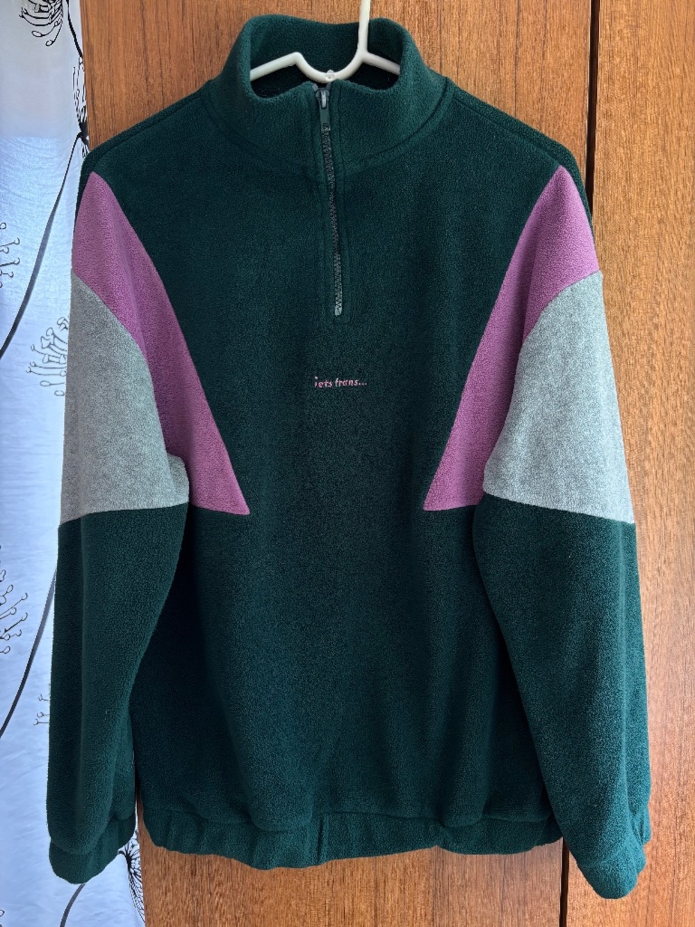 Urban Outfitters iets frans Color Block Half Zip Fleece Pullover S